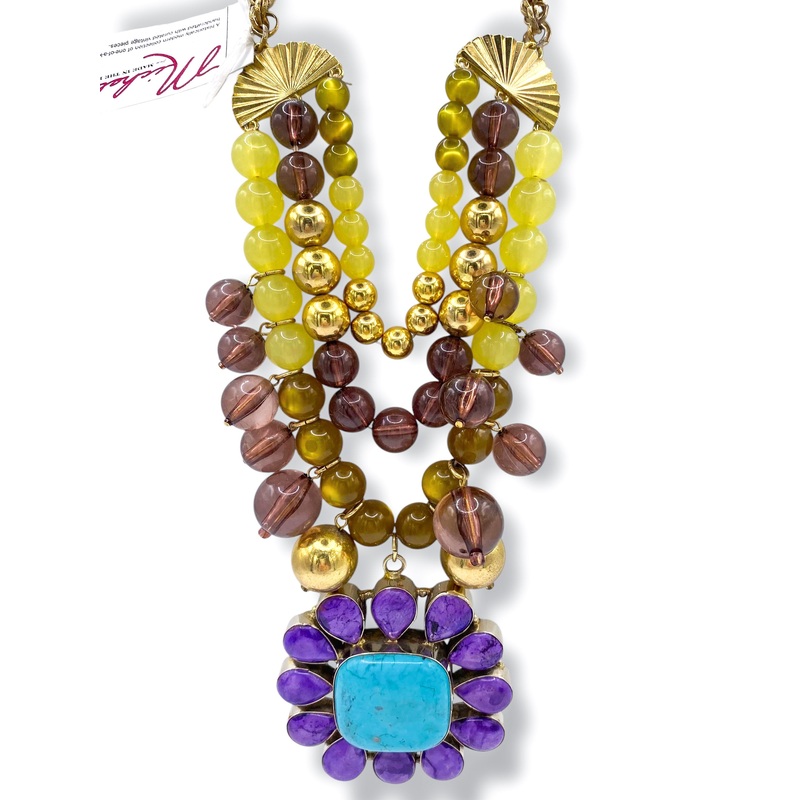 Made in the Deep South 1970s Turquoise & Agate Pendant 1950s Necklace