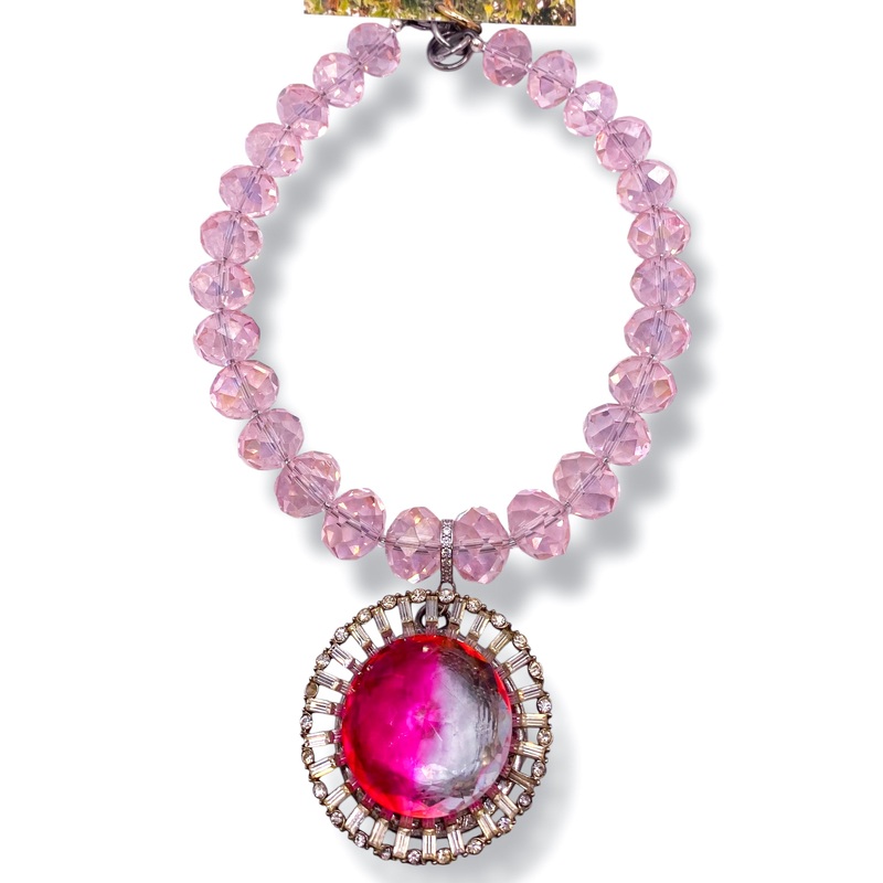Rockstar In Rome Bicolor Brooch Iridescent Chandelier Crystal Necklace