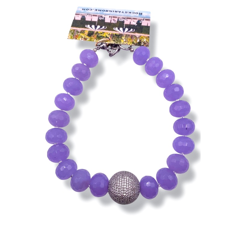 Rockstar In Rome Faceted Chalcedony Pave Ball Necklace