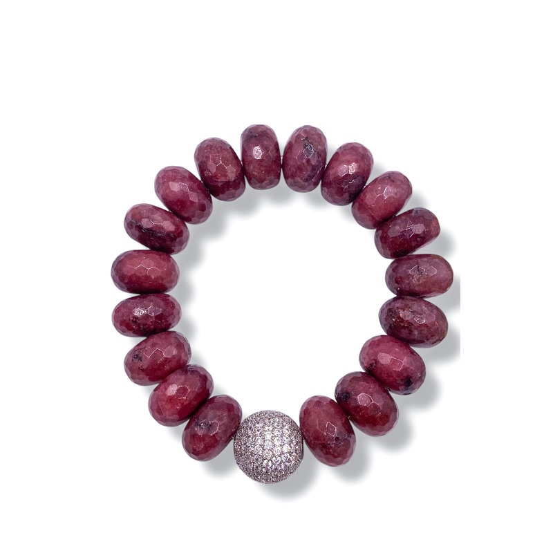 Rockstar In Rome Garnet Bracelet Quartz Pave Ball Bracelet