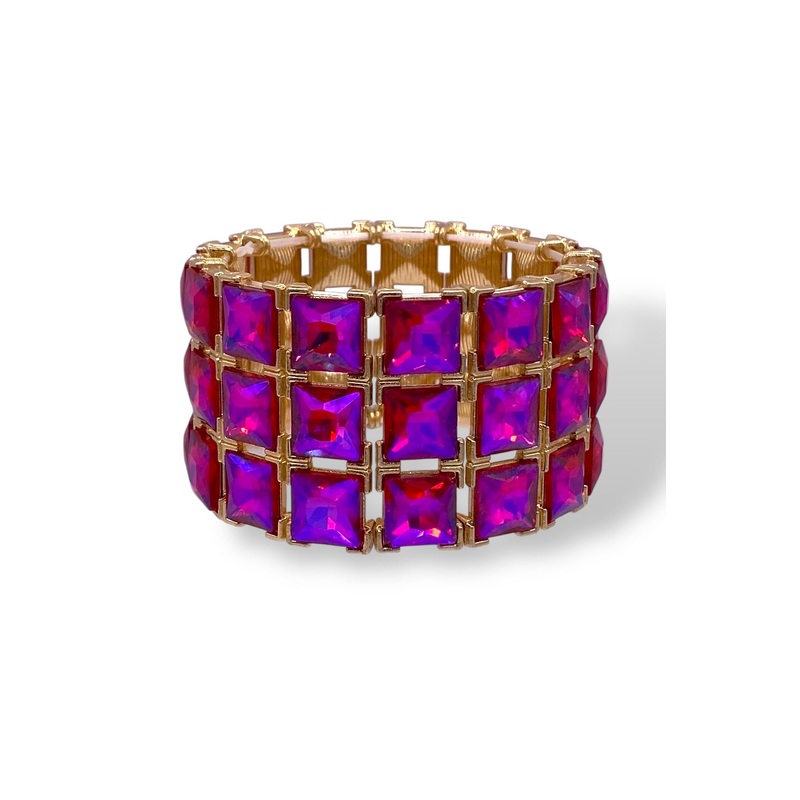 Your Turn Purple Glass Stone Stretch Bracelet