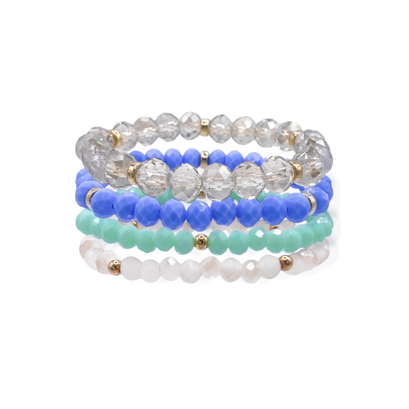 Being Honest Lt. Sapphire Glass Beaded Bracelet Set