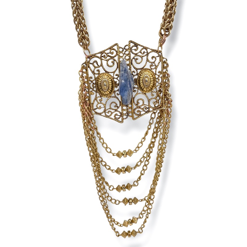 Made in the Deep South 1960S Pendant Kyanite Stone 1960s Chain Necklace