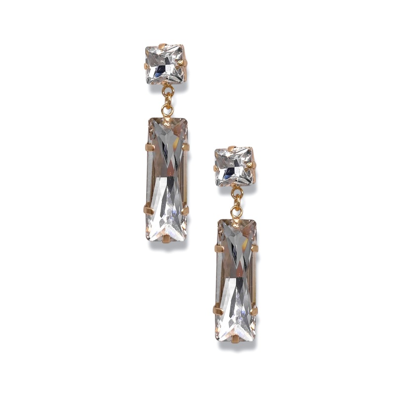 Dazzling Night Clear Glass Stone Earrings