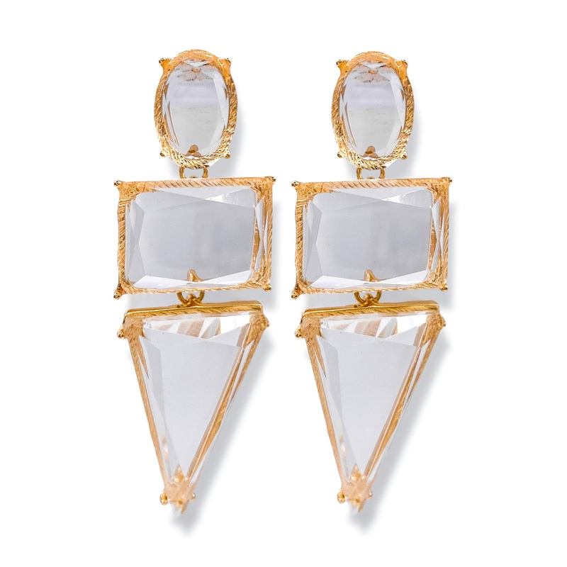 Full Closure Clear Glass Stone Drop Earrings *Final Sale*