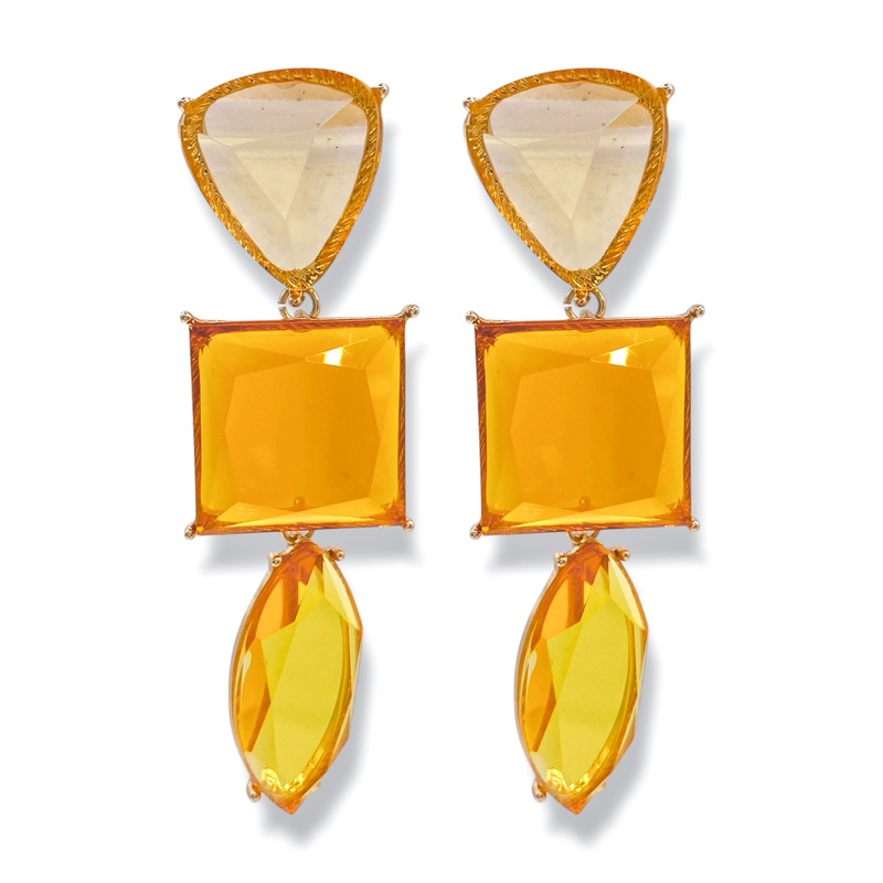 Luxury Feels Orange Geometric Drop Earrings