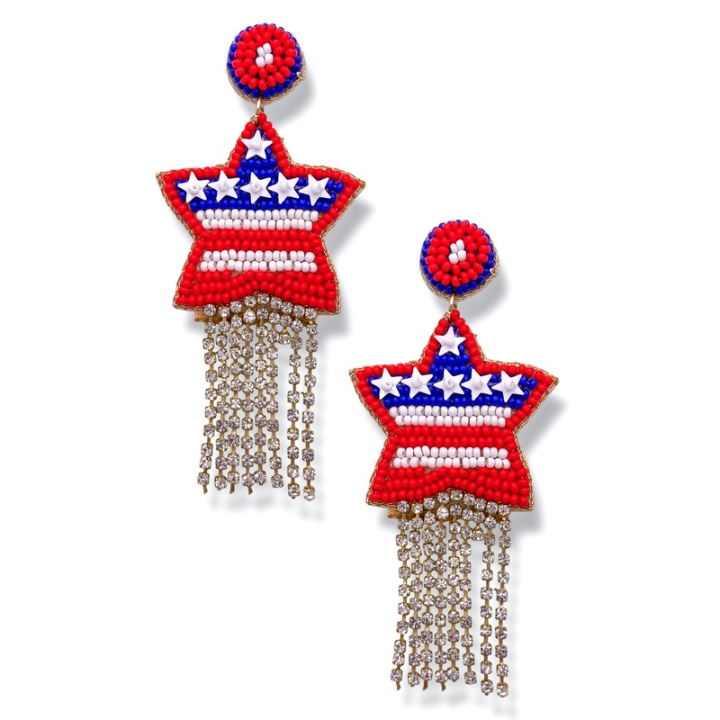 Party Like 1776 Star Beaded Earrings *Final Sale*
