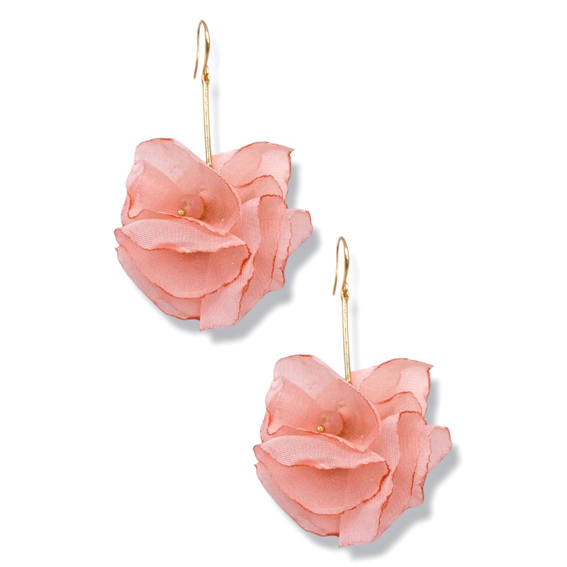 Sherri Pink Chiffon Flower Earrings *Final Sale*