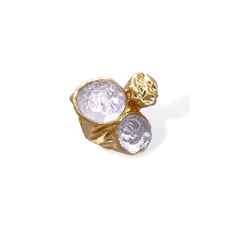 So Fortunate Clear Glass Ring|Clear/Gold
