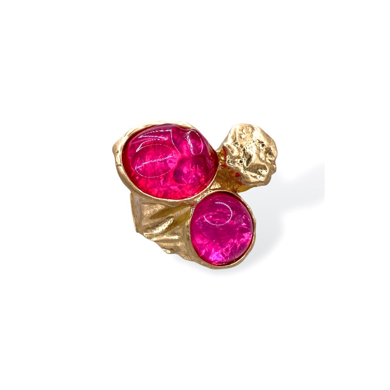 So Fortunate Fuchsia Glass Ring *Final Sale*