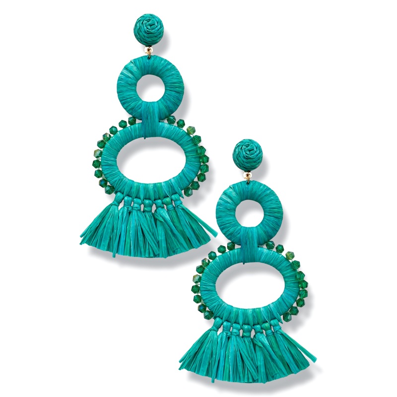 Total Control Teal Raffia Statement Earrings *Final Sale*