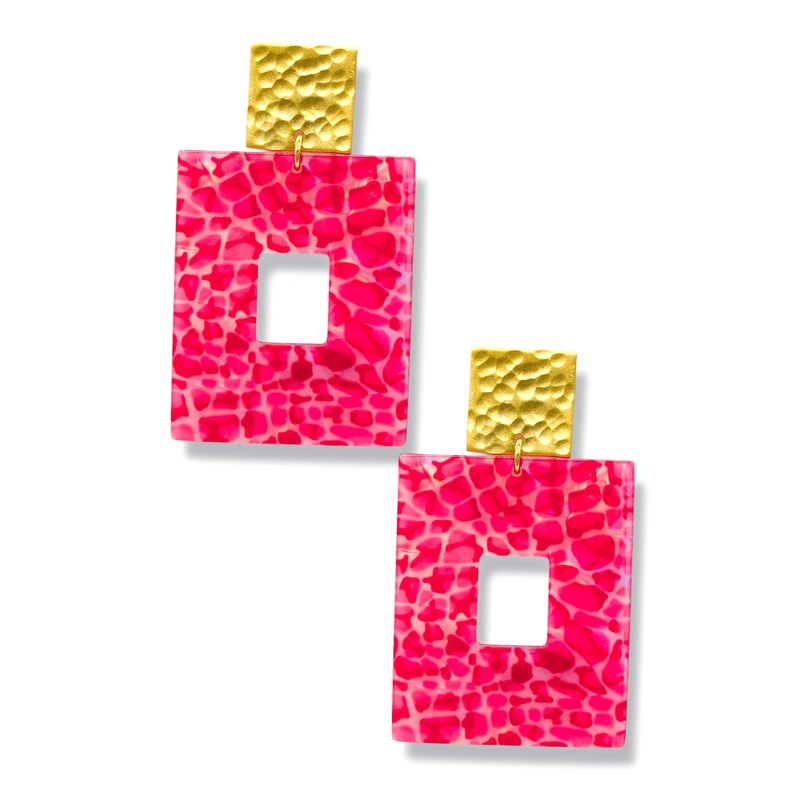 Virtue Time Flies Pink Python Earrings *Final Sale*