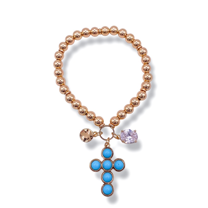 A Journey Cross Charm Beaded Bracelet *Final Sale*