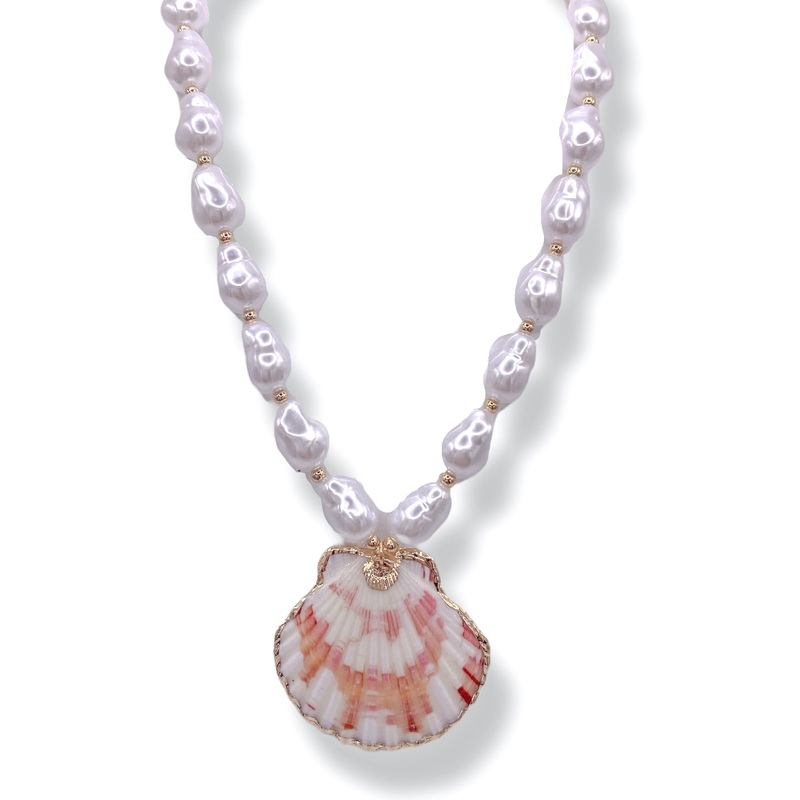Shore Do Love You Shell Pendant Pearl Necklace *Final Sale*