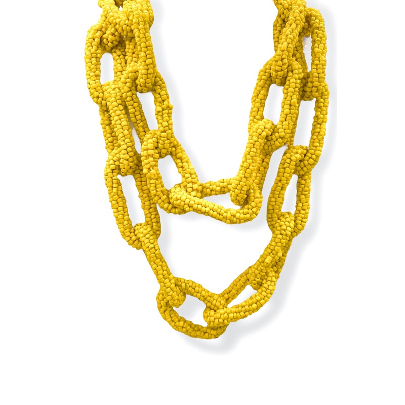 Better Than Ever Yellow Beaded Chain Necklace