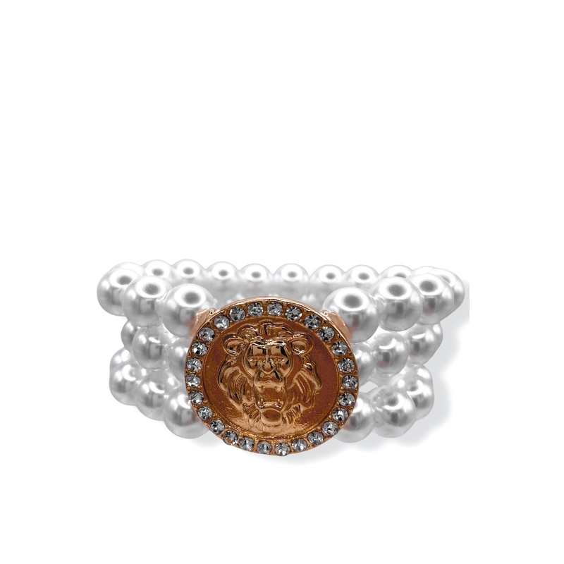 DOORBUSTER Top Of The Line Lion Medallion Pearl Bracelet