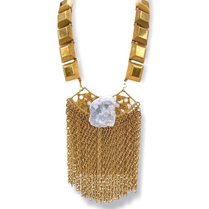 Made in the Deep South 1960s Pendant Celestite Stone 1950s Necklace