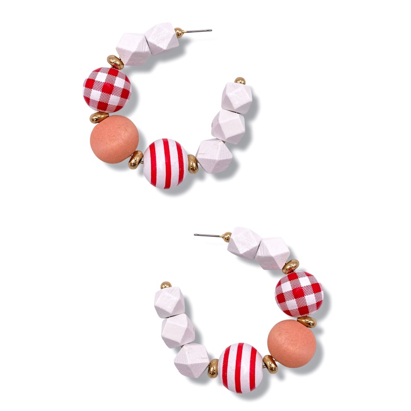Dream Living Wood Bead Hoop Earrings *Final Sale*