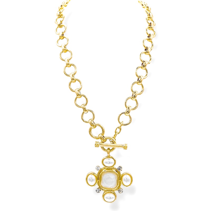 In A Hurry Pendant Necklace|Vintage Gold/Cream