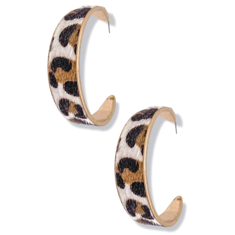 Jessica Ivory Leopard Hoop Earrings