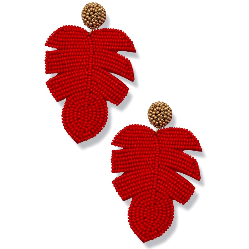 Ready To Roll Beaded Leaf Earrings *Final Sale*