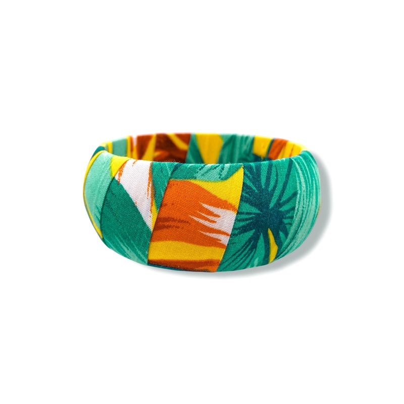 Tropical Fabric Wide Bangle Bracelet *Final Sale*