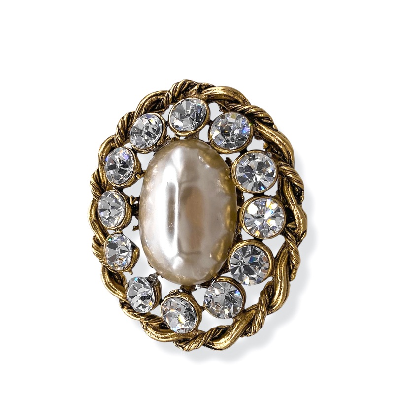 Yochi Candace Pearl Stone Adjustable Ring