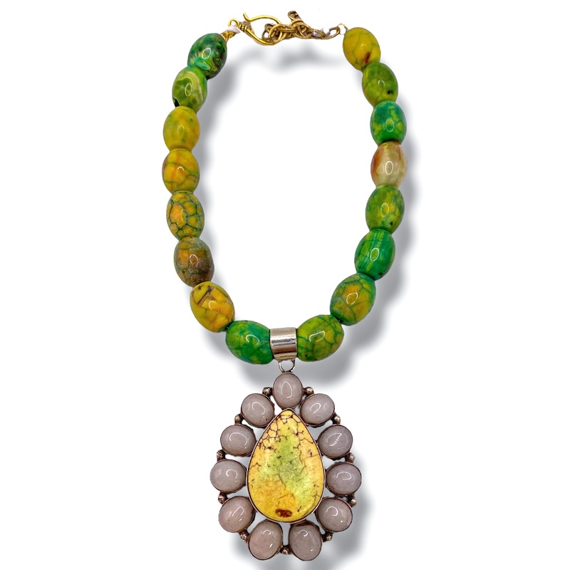 Made in the Deep South 1970s Agate & Moonstone Pendant 1960s Agate Necklace