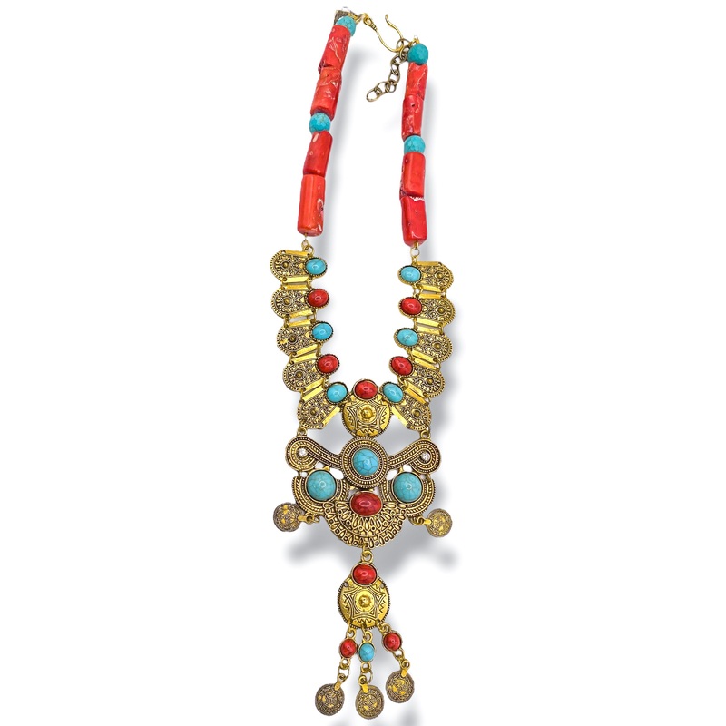 Made n the Deep South 1970s Pendant 1960s Coral & Turquoise