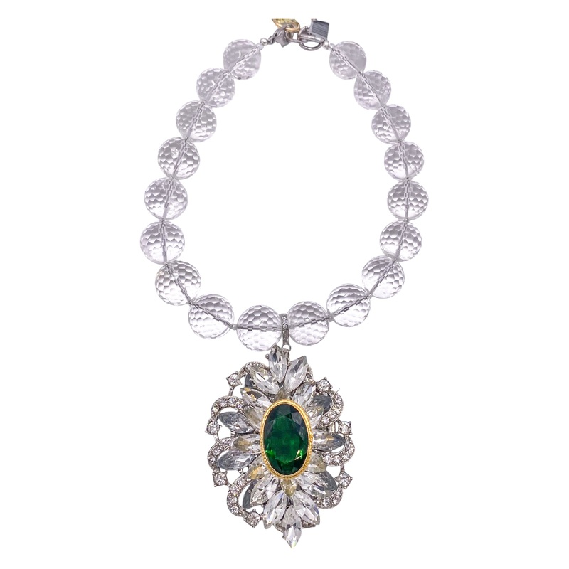 Rockstar In Rome Green Touraine Crystal Necklace