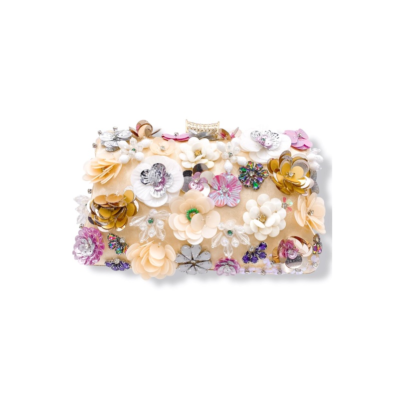 Upsy Daisy Flower Clutch|Champagne