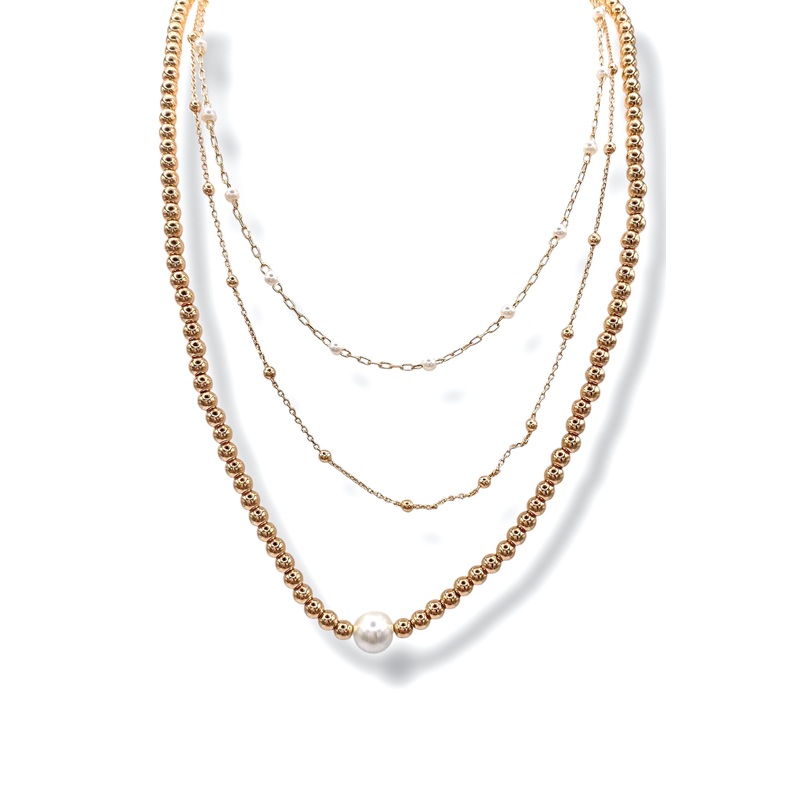Light It Up Pearl and Gold Bead Layered Necklace *Final Sale*