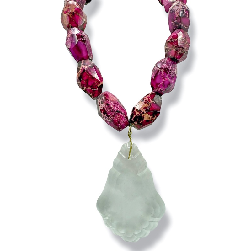 Made in the Deep South 1930s French Chandelier Crystal 1960s Jasper Necklace
