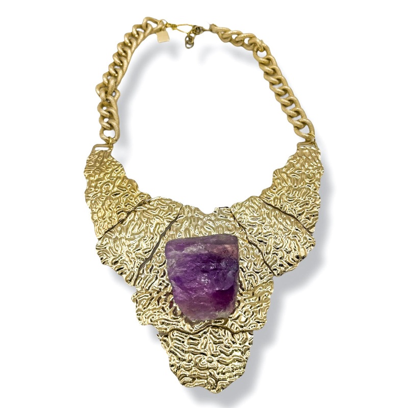 Made in the Deep South 1980s Amethyst Stone 1960s Chain Necklace