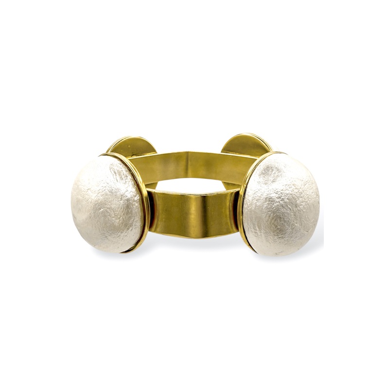 Yochi Penny Pearl Gold Bangle Bracelet