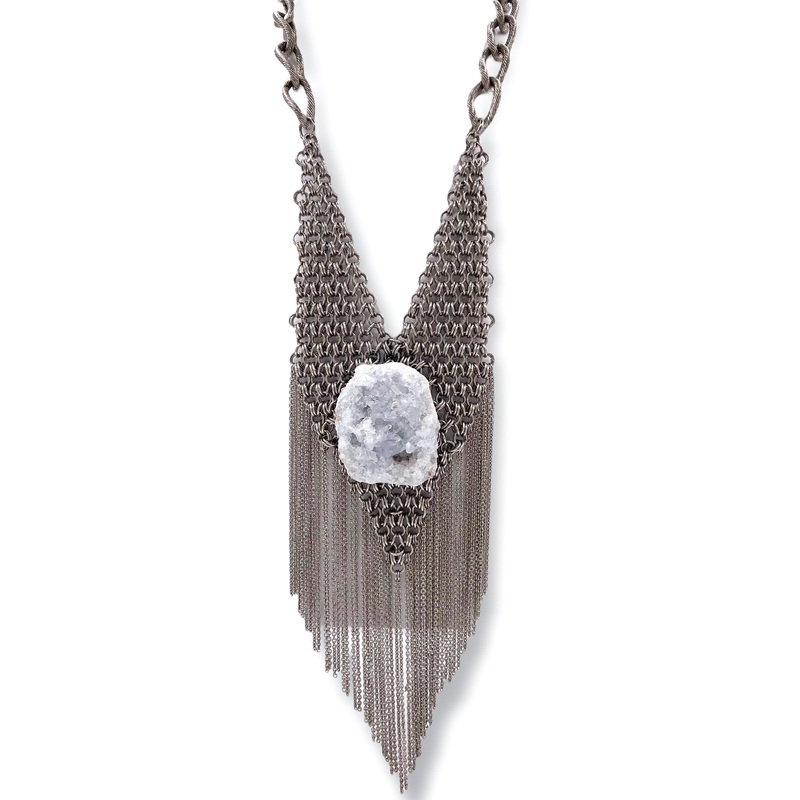Made in the Deep South 1960s Necklace 1960s Chain Celestite Stone Necklace