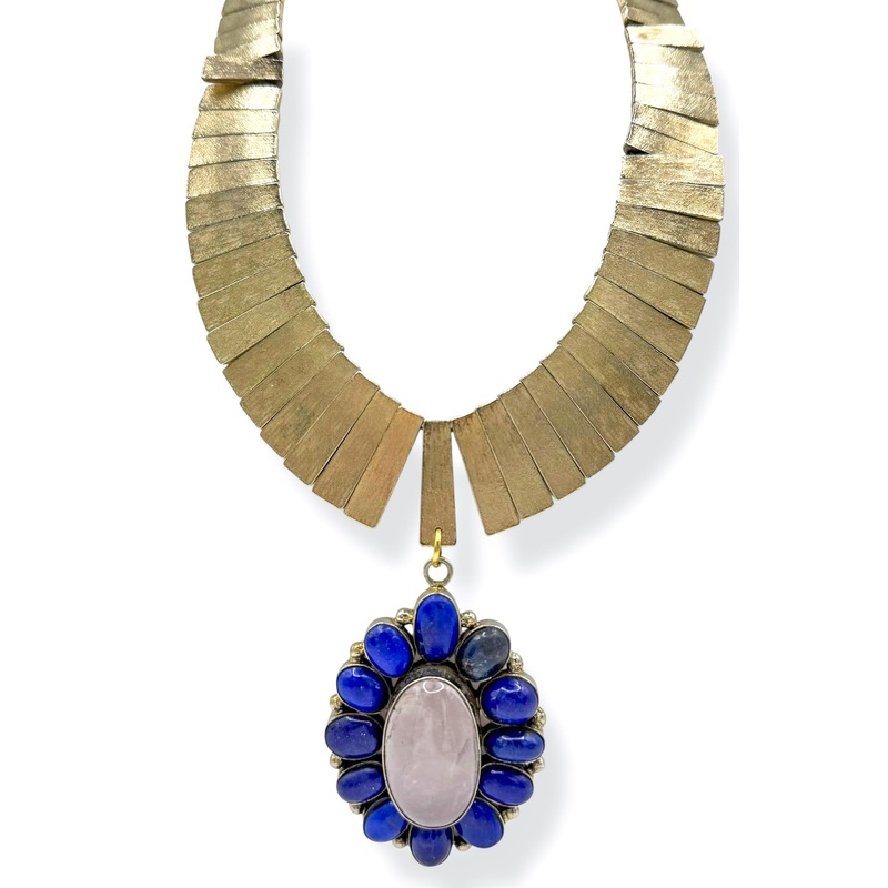 Made In The Deep South 1960s Pink Quartz & Lapis 1960s Necklace