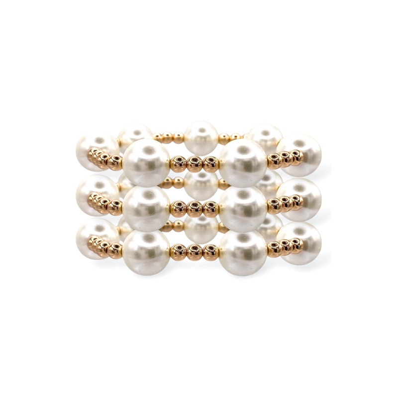 Plot Point Cream Bead Bracelet Set