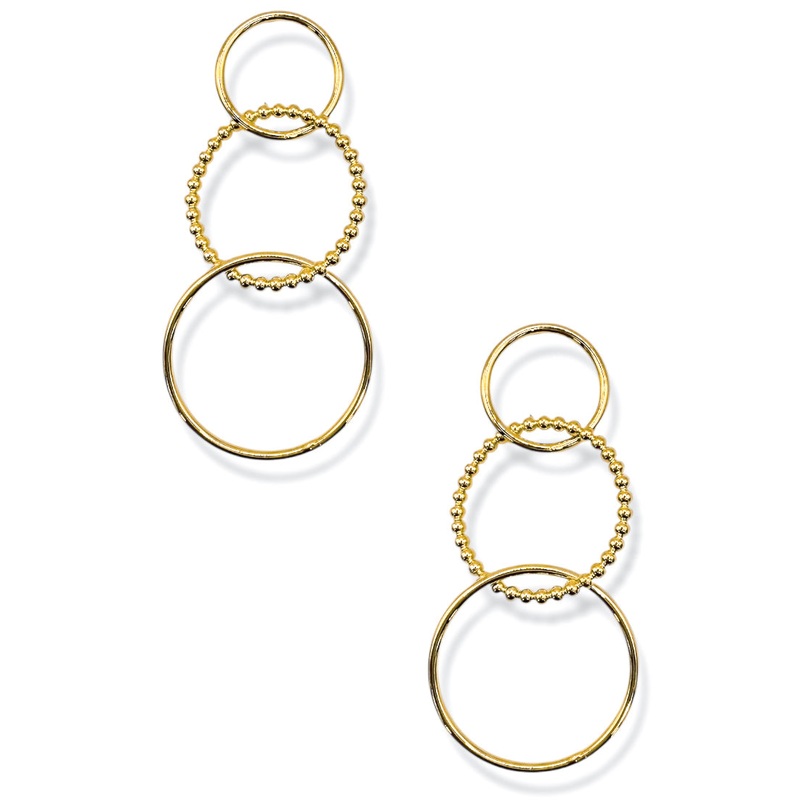 Triple Threat Gold Earrings|Gold