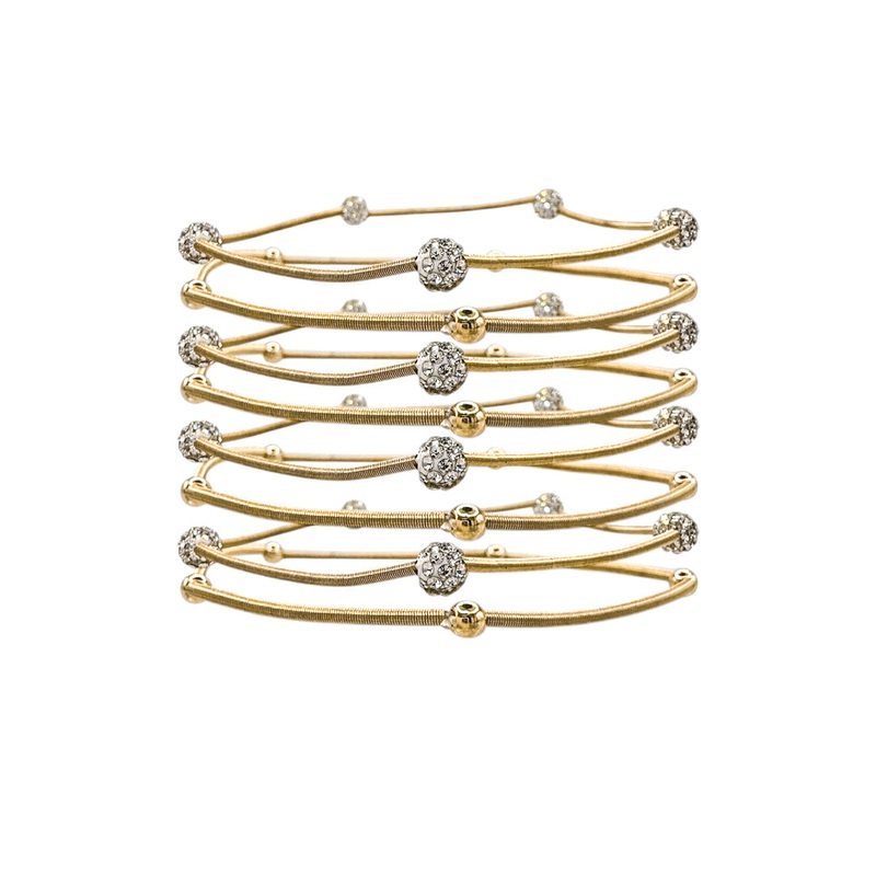 Beauty Begins Gold Wire Stretch Bracelet Set