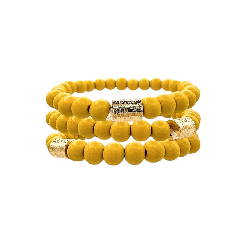 Ducks in a Row Yellow Beaded Bracelet Set
