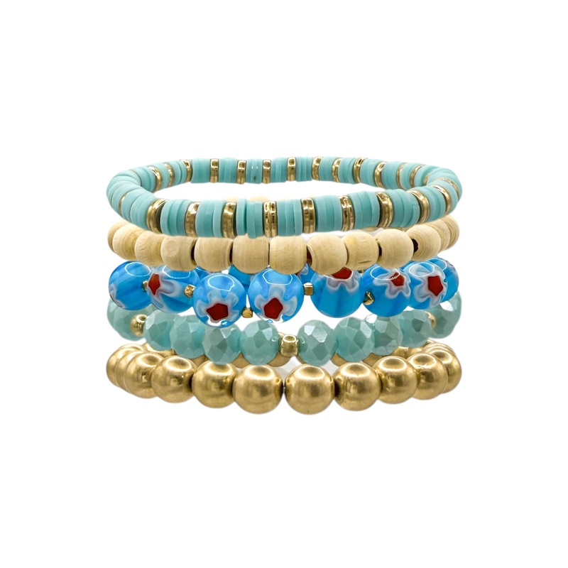 Enzo Mint Baeded Bracelet Set *Final Sale*