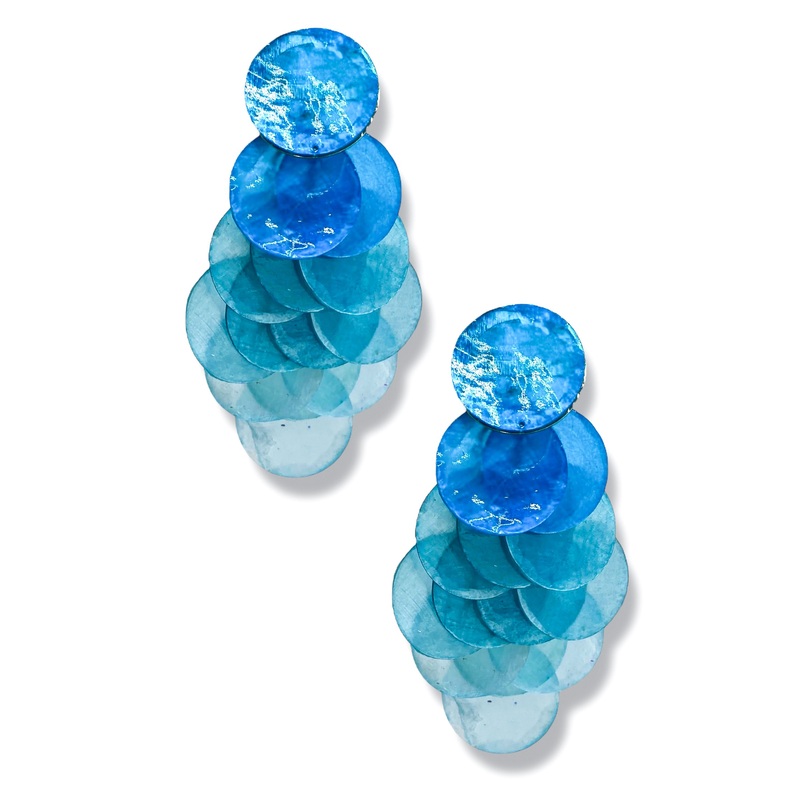 Full Intentions Ombre Blue Shell Disc Earrings *Final Sale*