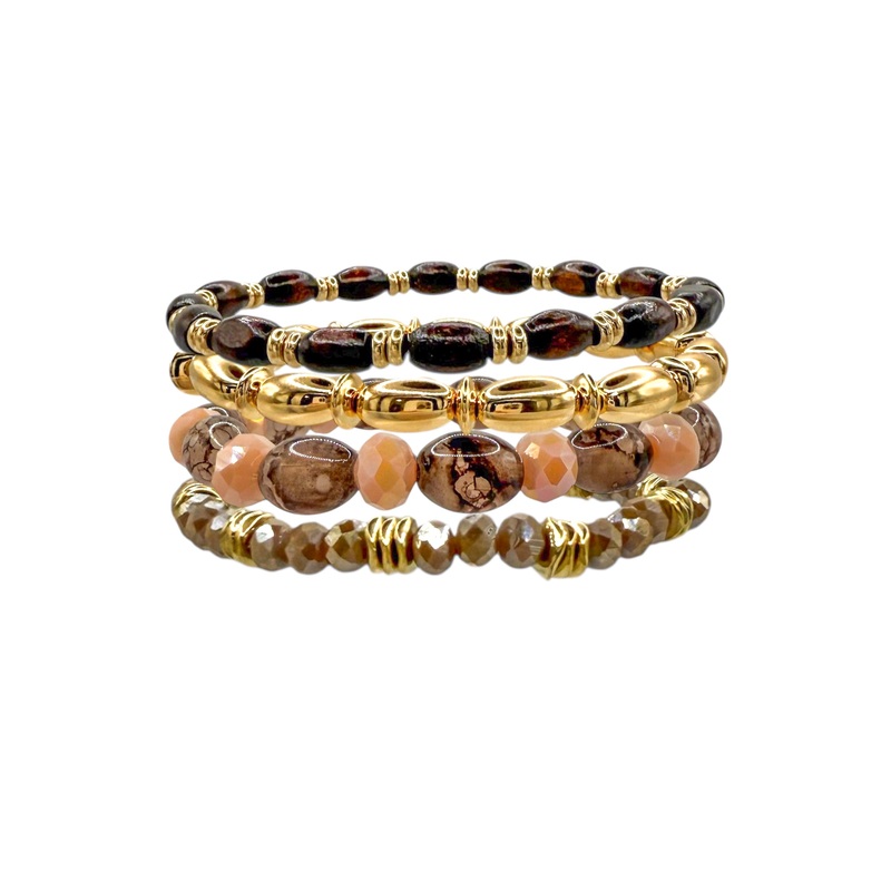 Judy Brown and Gold Beaded Bracelet Set