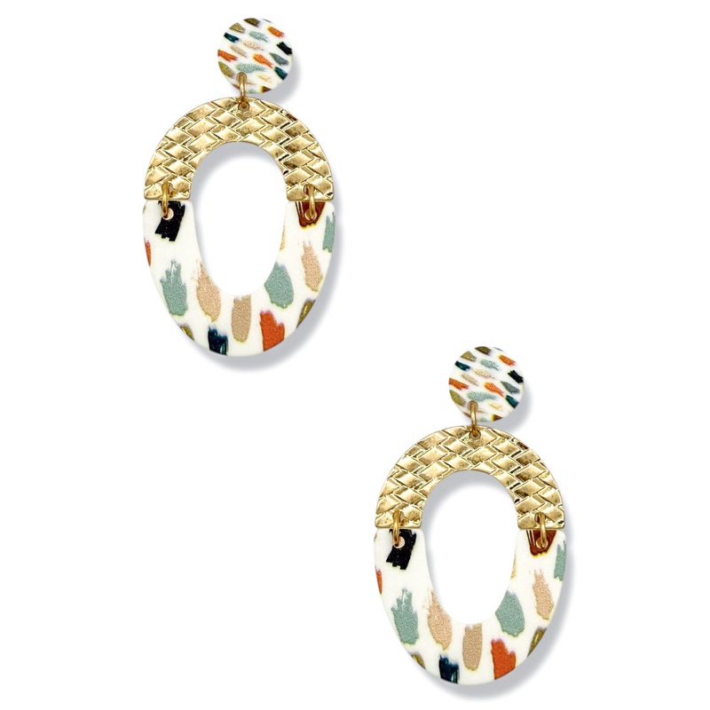 Kristin Metal and Acrylic Multi Color Earrings *Final Sale*
