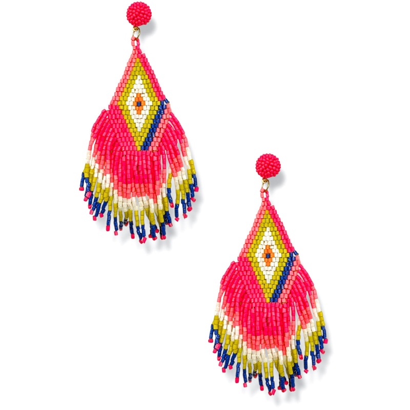 Vibe Tribe Fuchsia Beaded Tassel Earrings *Final Sale*