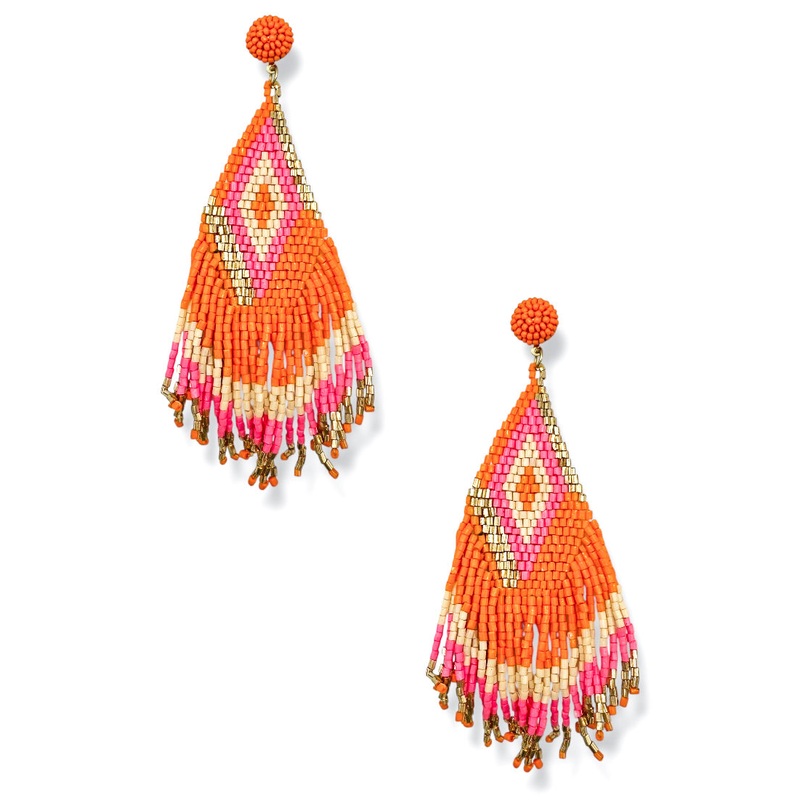 Vibe Tribe Orange Beaded Tassel Earrings *Final Sale*
