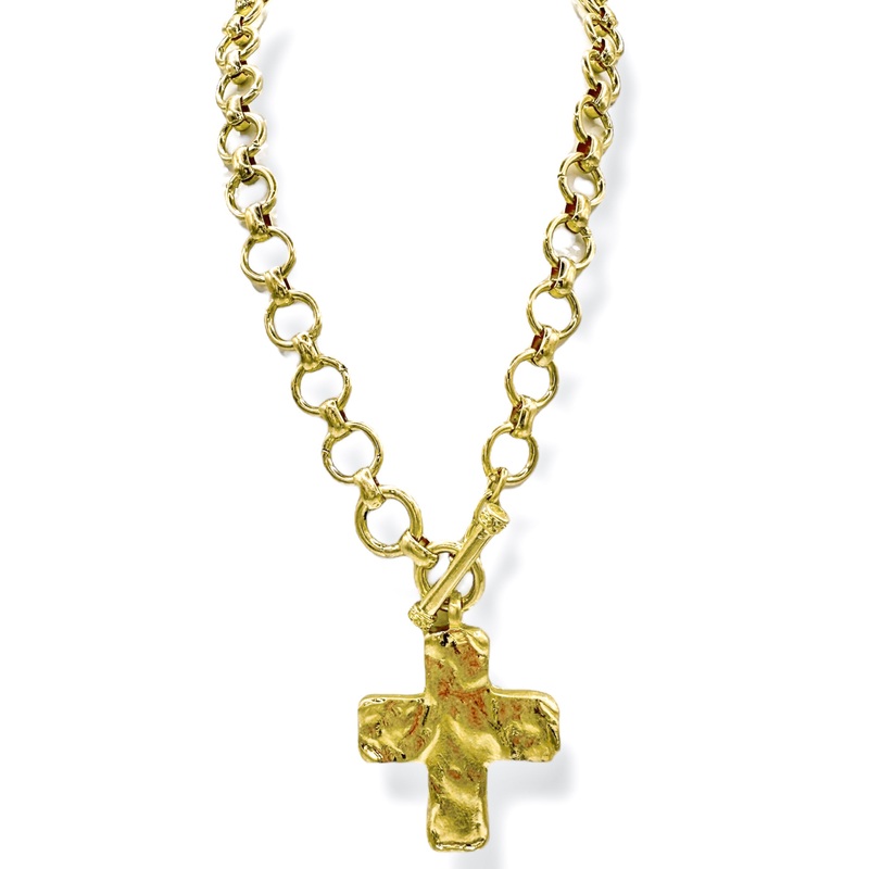 Whitney Gold Cross & Chain Toggle Necklace