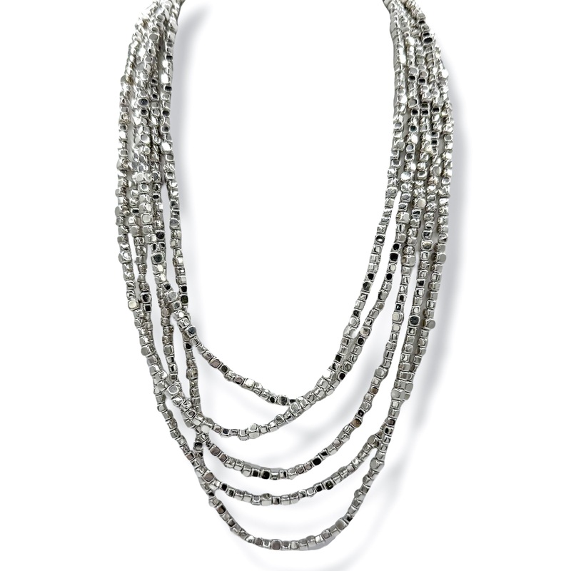 Golden Child Rhodium Bead Layered Necklace