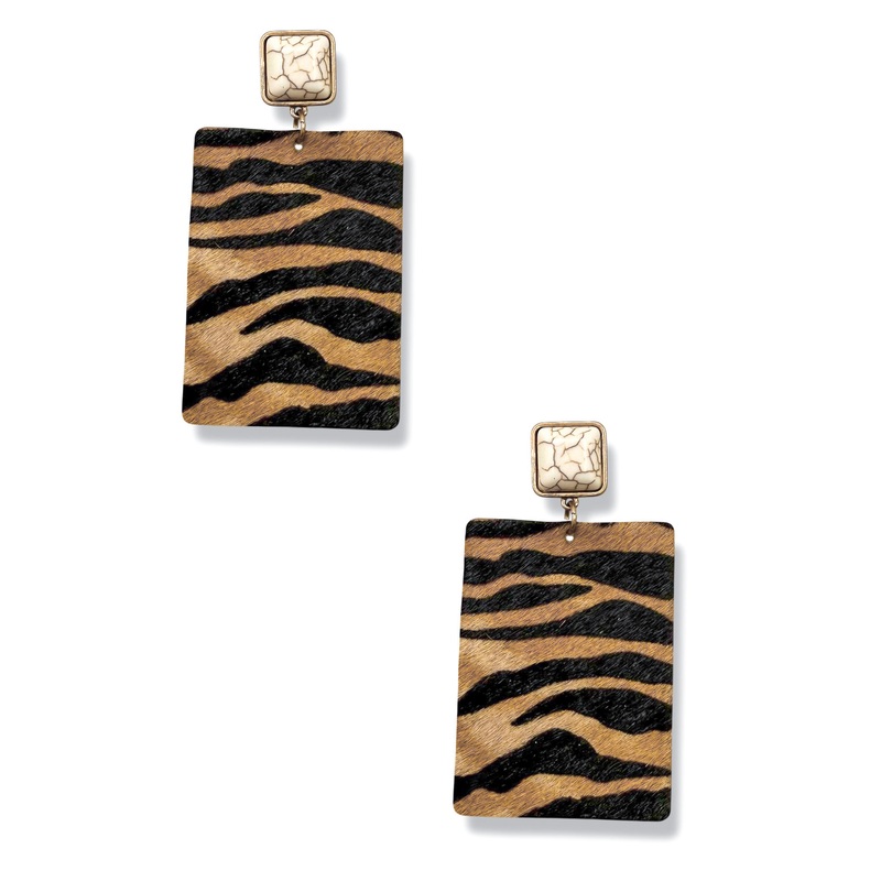 In The WIld Tiger Earrings|Tiger/Brown